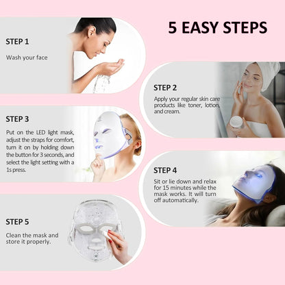 Rosanova™ LED Face Mask Light Therapy, 7 Colors