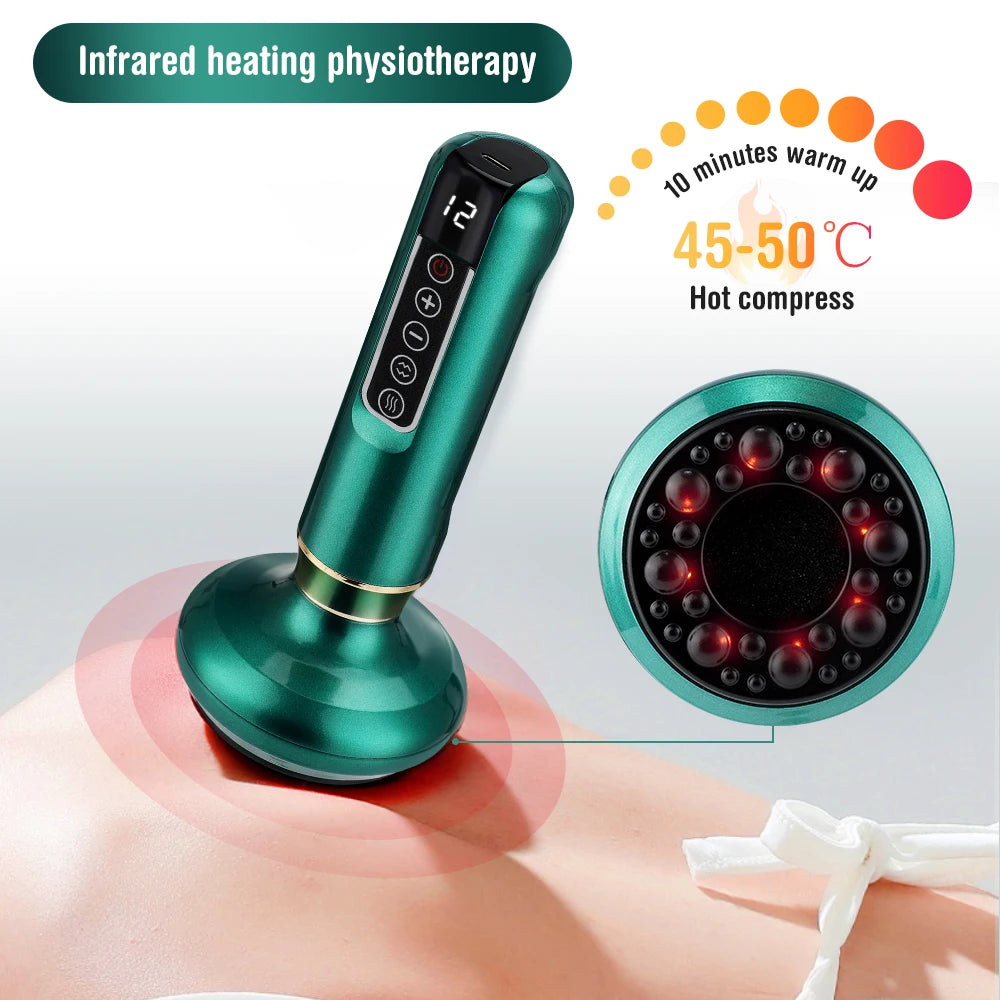 Smart Vacuum Massage Jars Rechargeable Cupping Device Infrared Red Light Warm Compress Body Back Shoulder Chinese Suction Cups